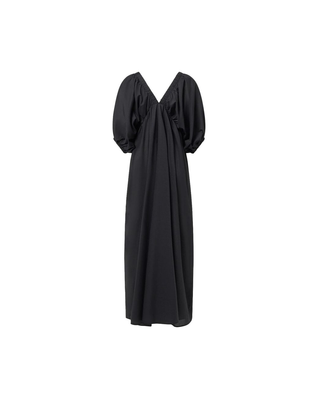 Audrey Vallens Black Neutrals Selene Gathered Maxi Dress