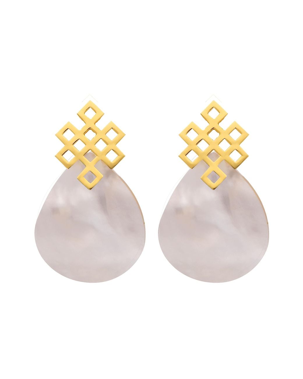 Lavani Jewels Metallic Endless Knot Mother Of Pearl Earrings