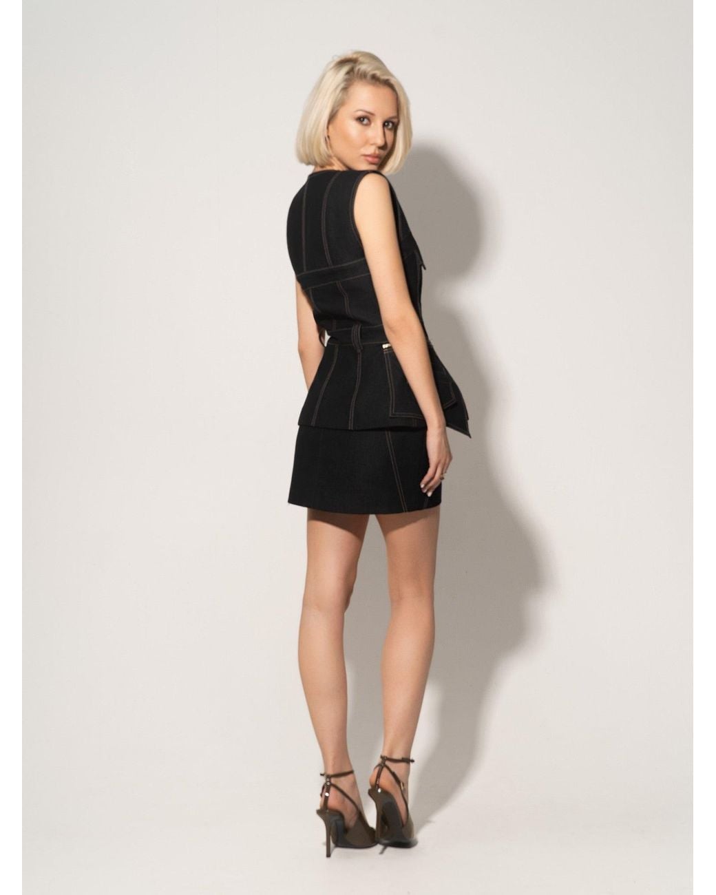 Tia Dorraine Black Denim Mini Skirt