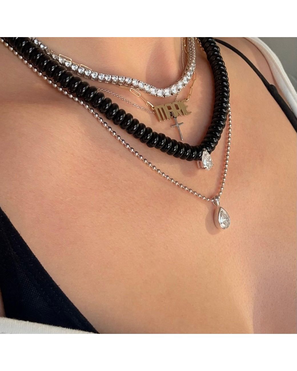 Leni James Black The Sloane Agate And Moissanite Necklace