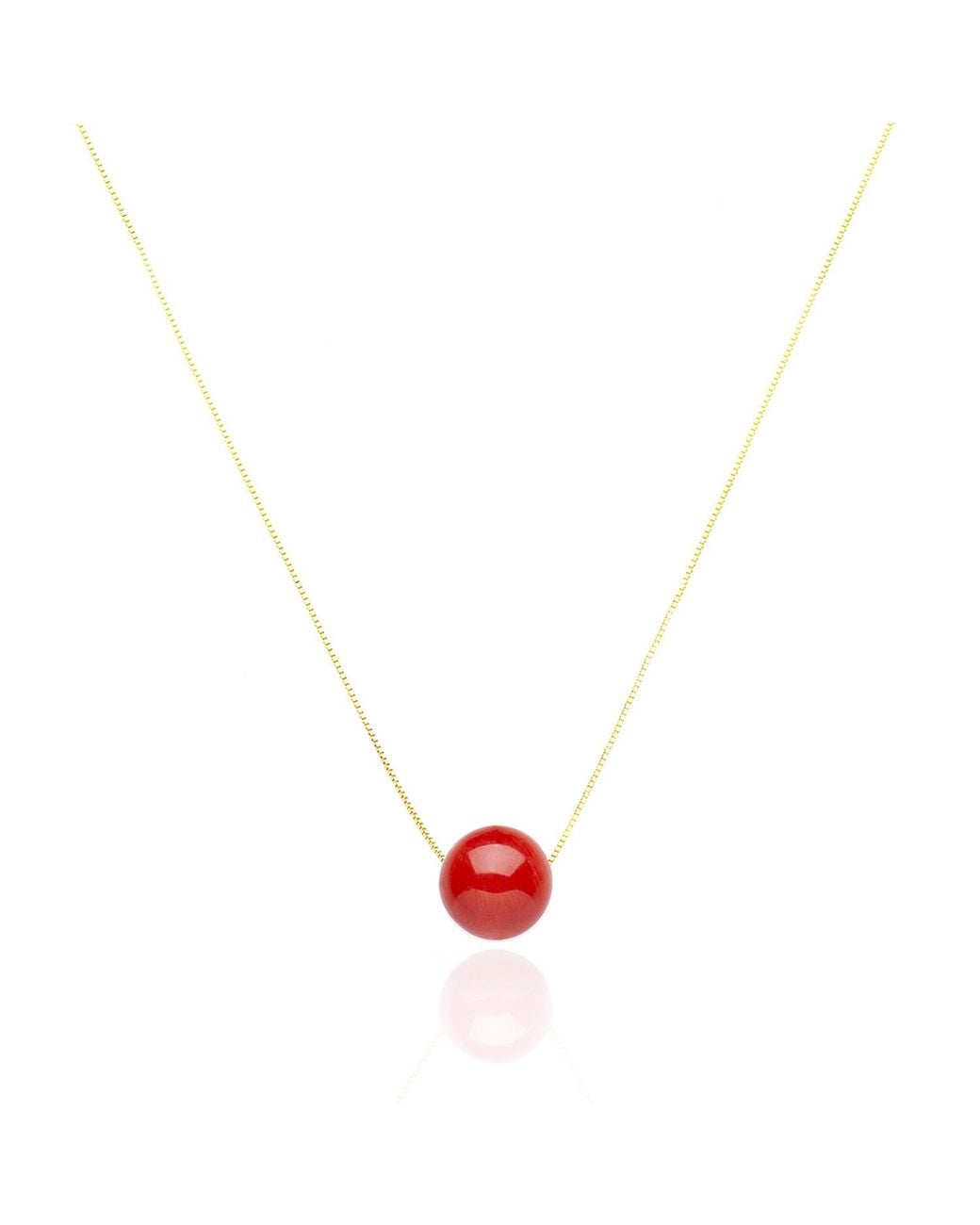 Unaloe Metallic Plated Coral Necklace – Coral Sphere Pendant With Venetian Chain, Elegant Minimalist Jewelry For