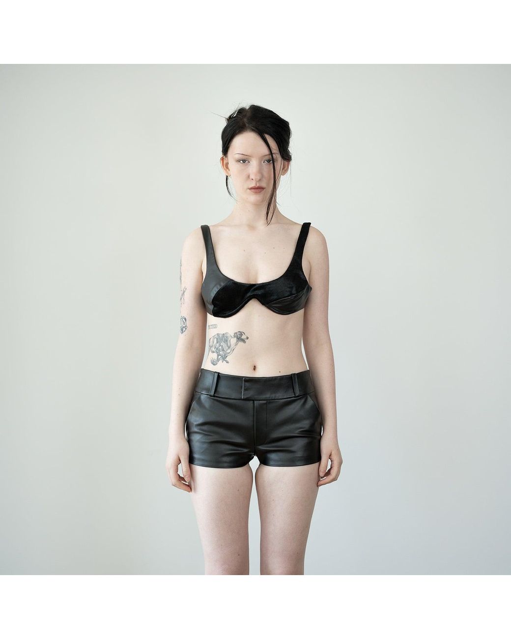 Salteye Studio Black Leather Casting Shorts