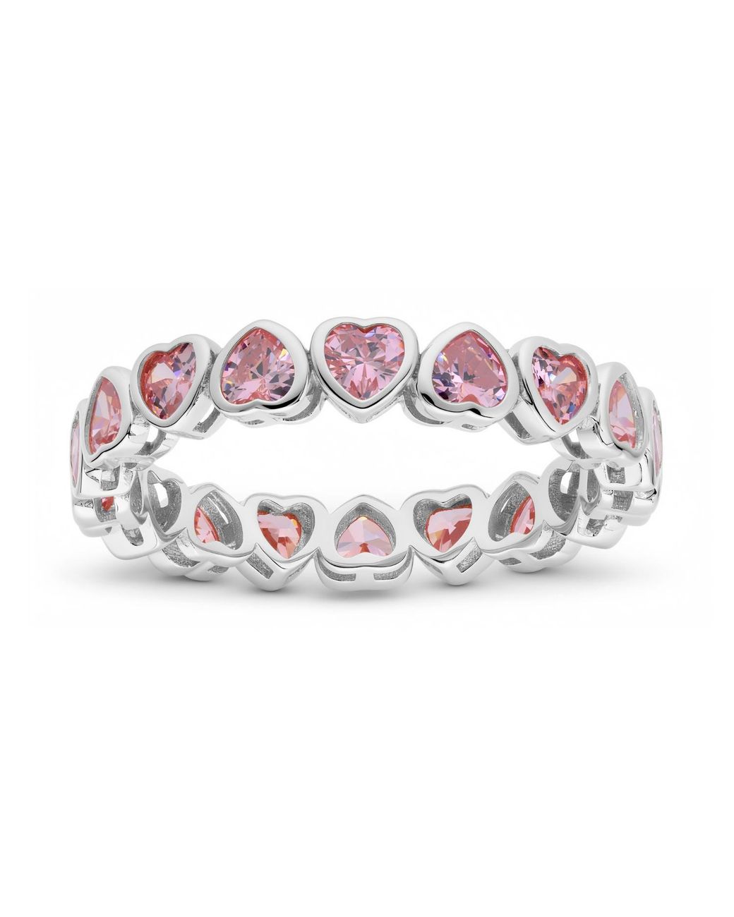 Kylie Harper Metallic Bezel-Set Heart Eternity Band Ring