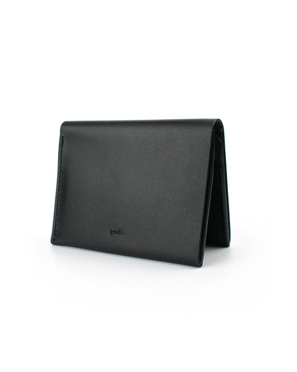 godi. Black Handmade Bifold Leather Wallet for men