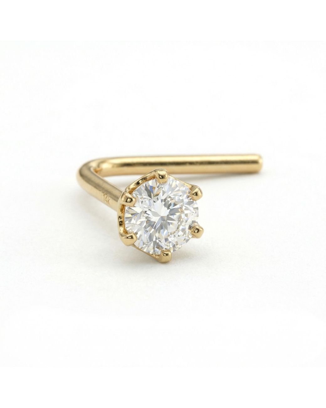 Zahav Jewelry Black 14K Solid 24G 2Mm Cz L Shape Nose Stud