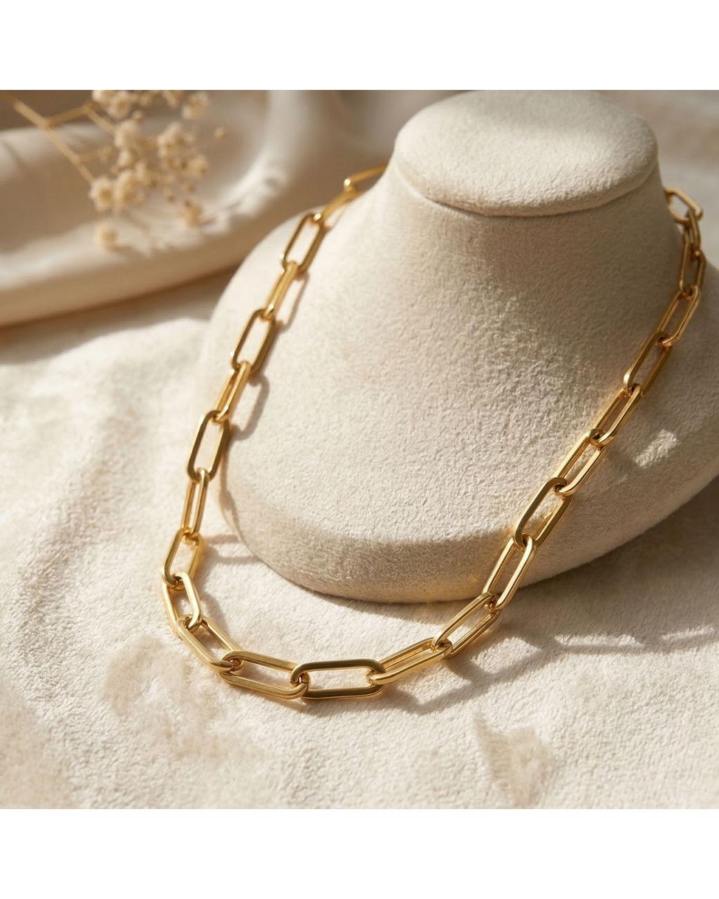 Harfi Metallic Statement Plated Paperclip Chain Necklace