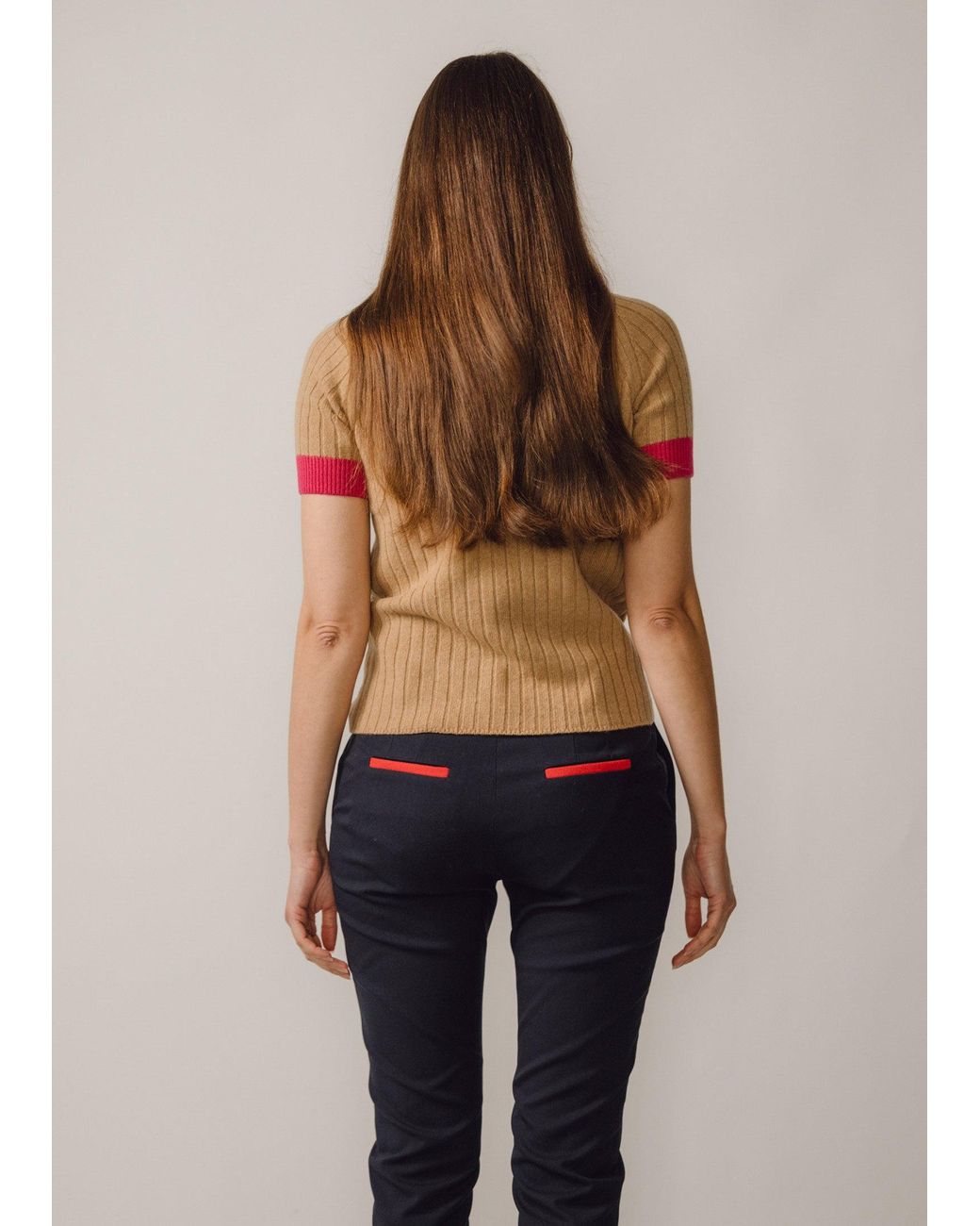 BEIRA Brown Astrid Merino And Cashmere ¾-Sleeve Luxury Knitwear Turtle Neck Top Camel