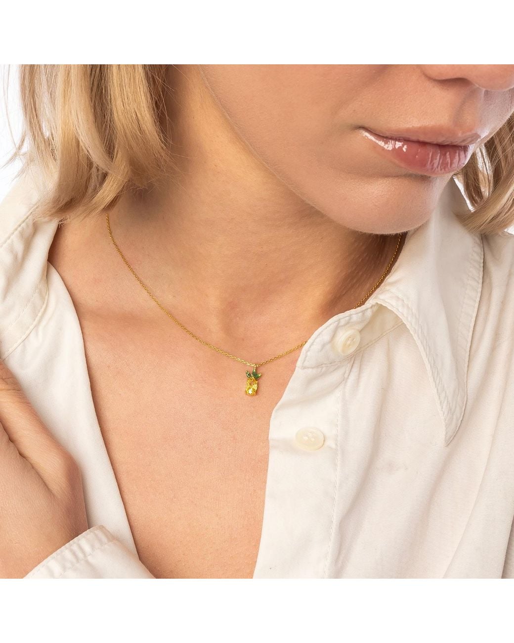 Spero London Metallic Pineapple Sterling Necklace