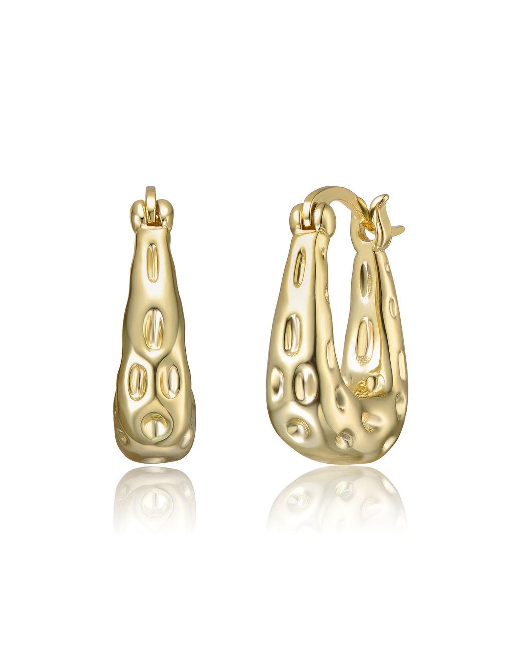 Genevive Jewelry Metallic Plated Openwork U-Shaped Oblong Hoop Earrings