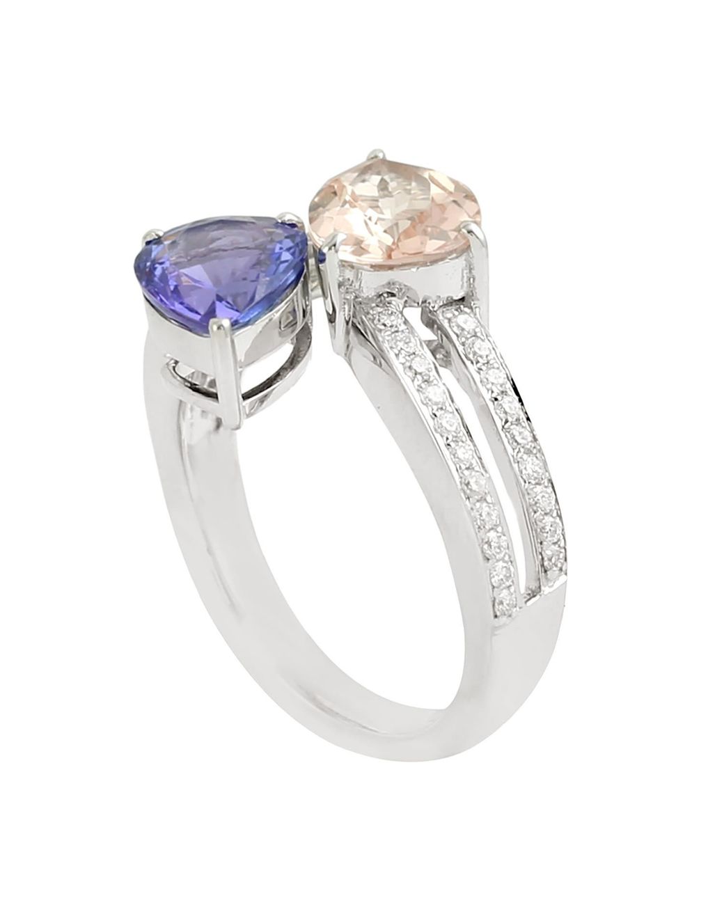 Artisan Metallic Tanzanite & Mix Stone Diamond Bypass Ring
