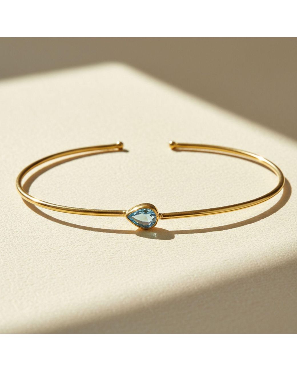 Sophelia Metallic Plated Aquamarine March Birthstone Crystal Bangle