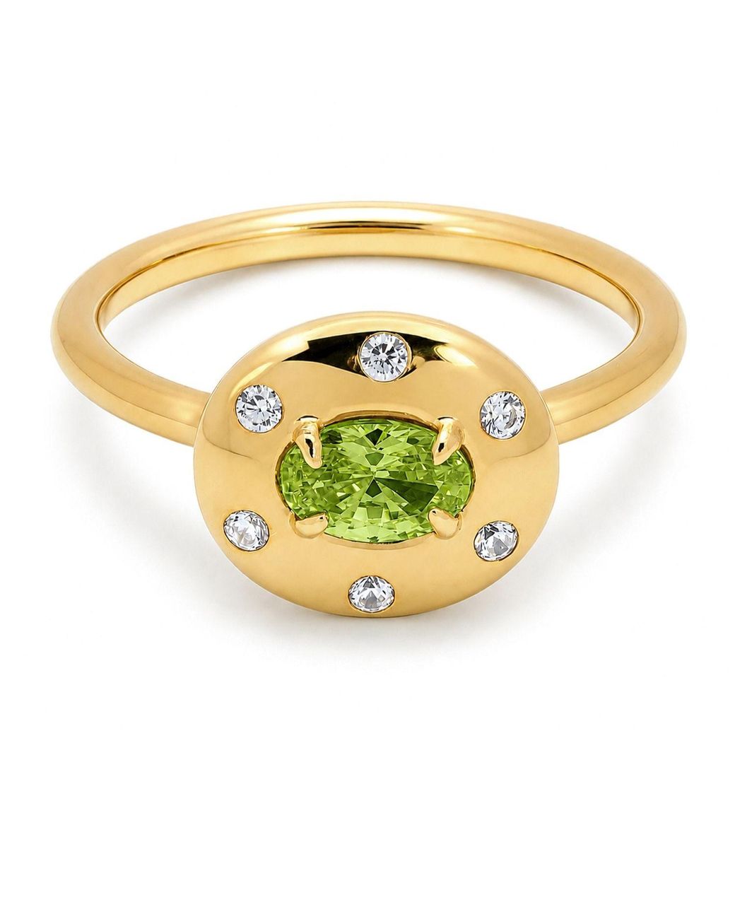 Belinda Jewelz Metallic Peridot Oval Birthstone & Accent Stone Ring
