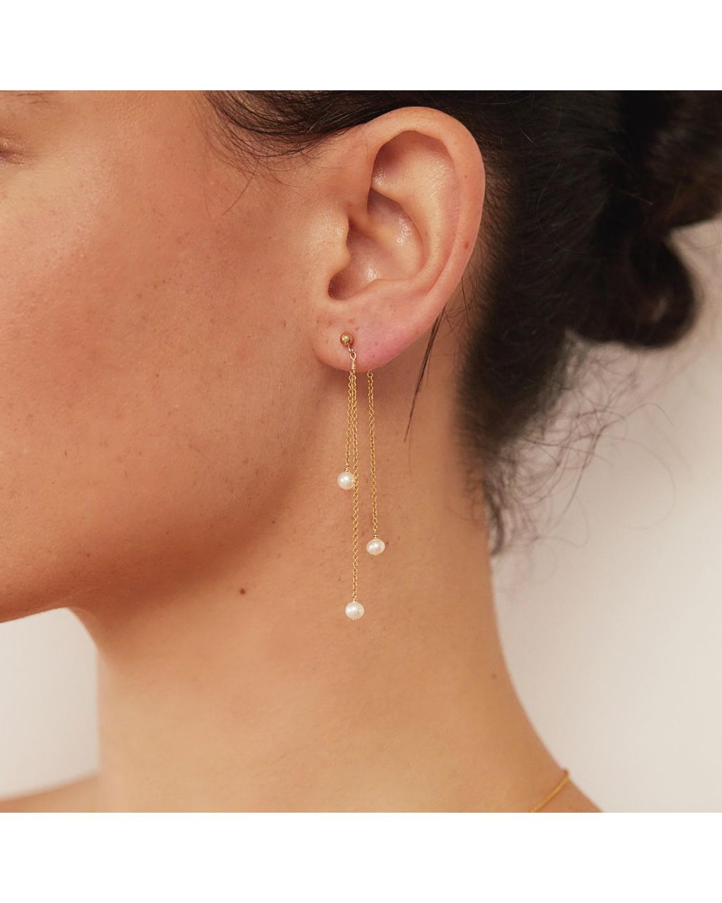 Lily & Roo White Layered Pearl Drop Earrings