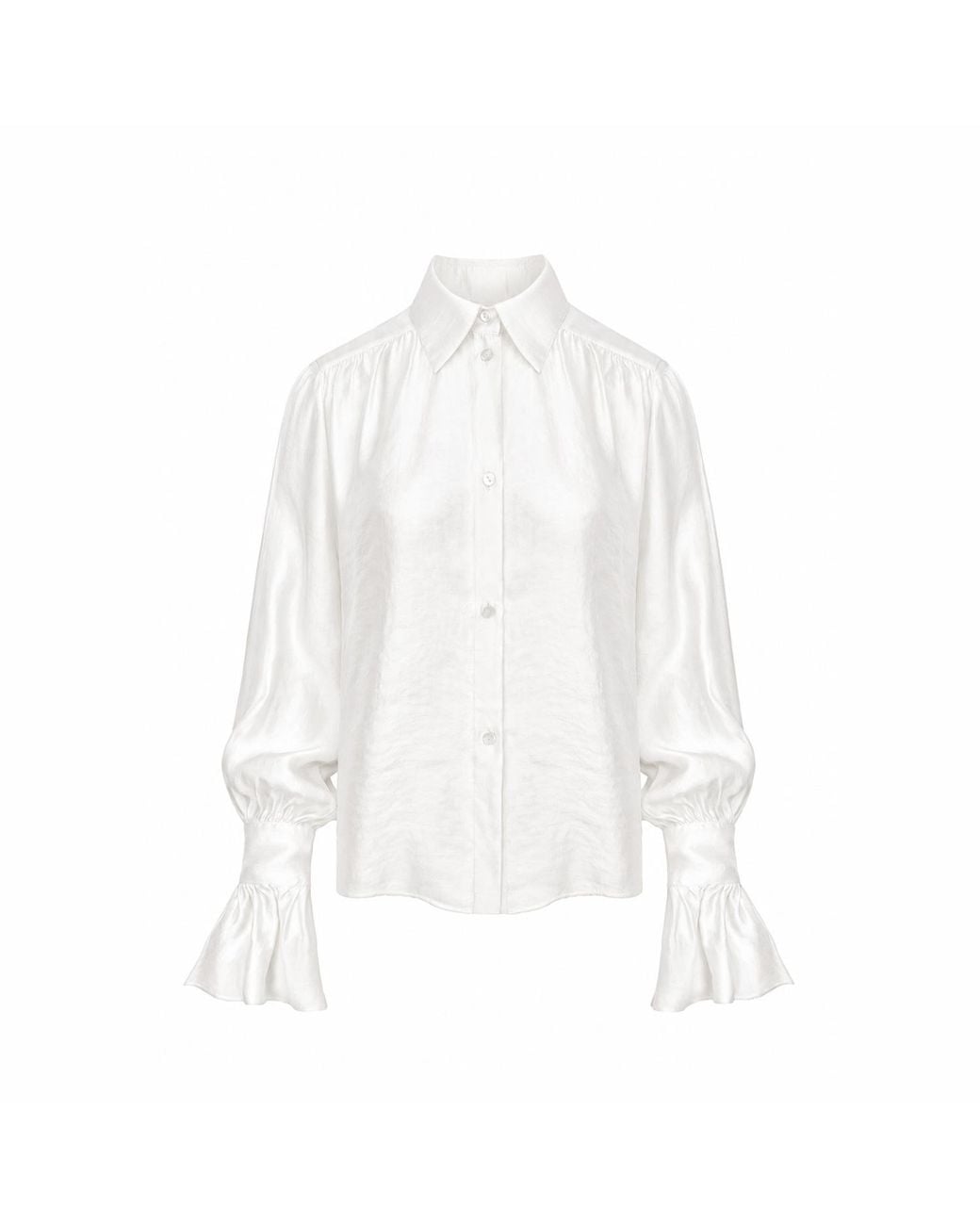 Mandragora White Crinkled Shirt With Decorative Cuffs Carmen Ecru