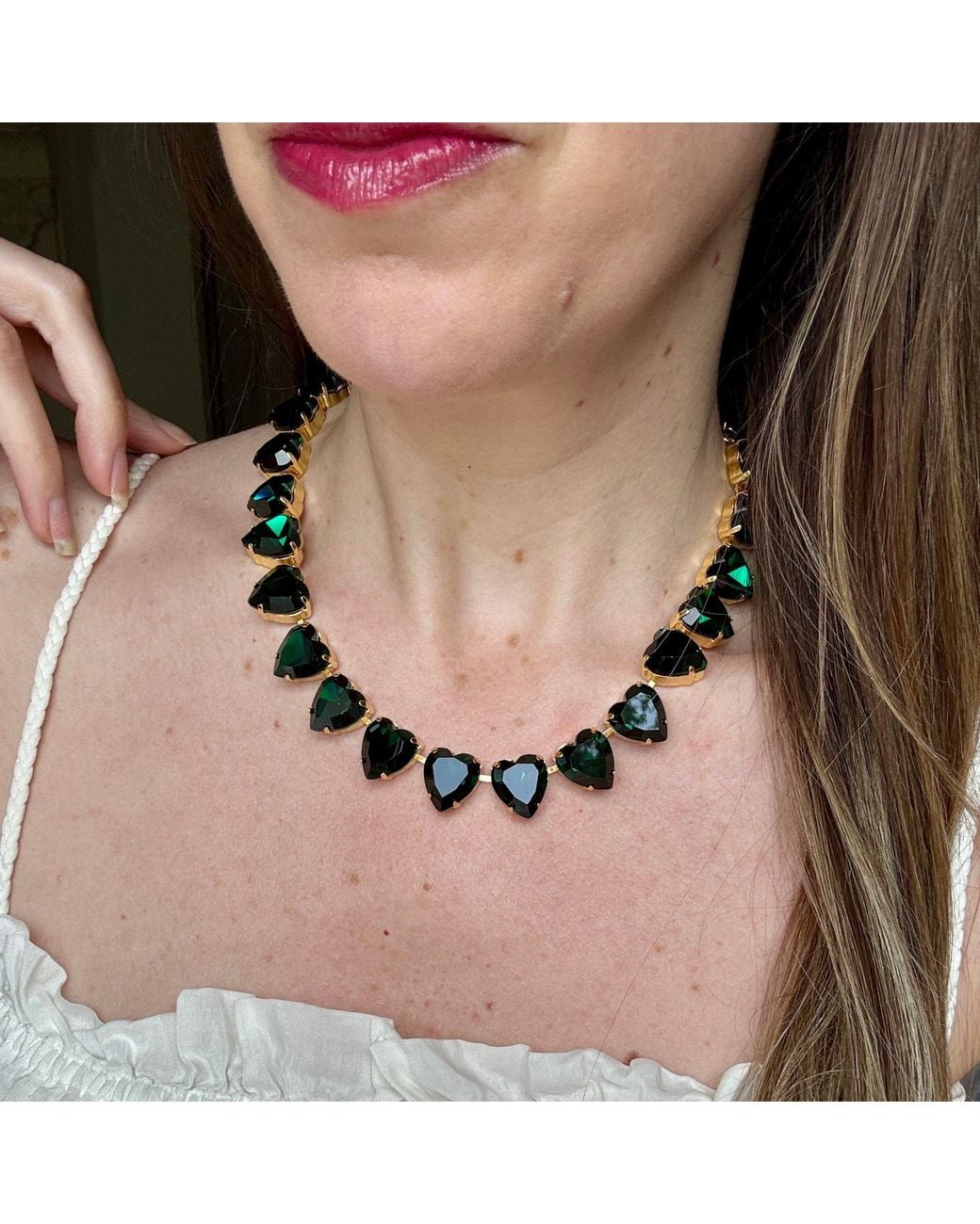 Laura Gray Black Grace Emerald Heart Necklace