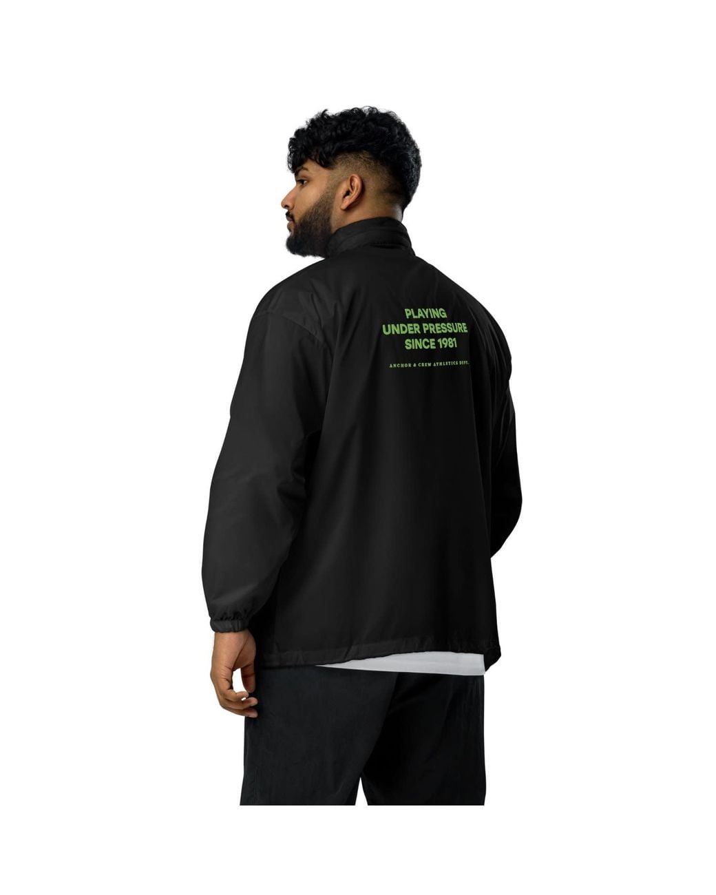 Anchor and Crew Black Under Pressure Sports Club League Embroidered Windbreaker Coat