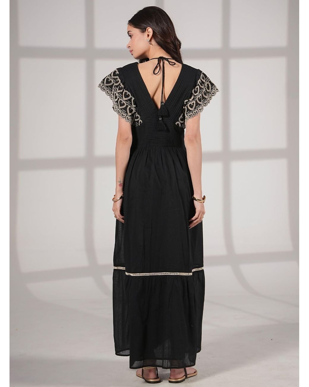Rose & Nancy Black Eleanor Dress And Heart Embroidered