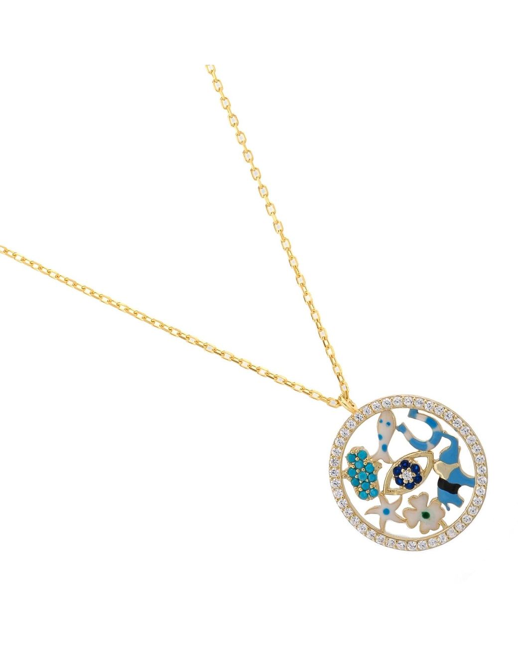 Ebru Jewelry Metallic Lucky Charms Talisman Pendant Necklace