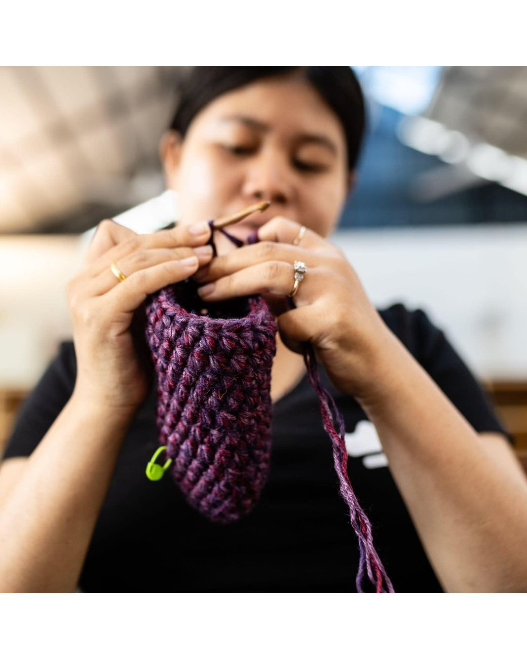 Kingdom of Wow Purple Artisan Made Ankle Boot Wool Slippers For