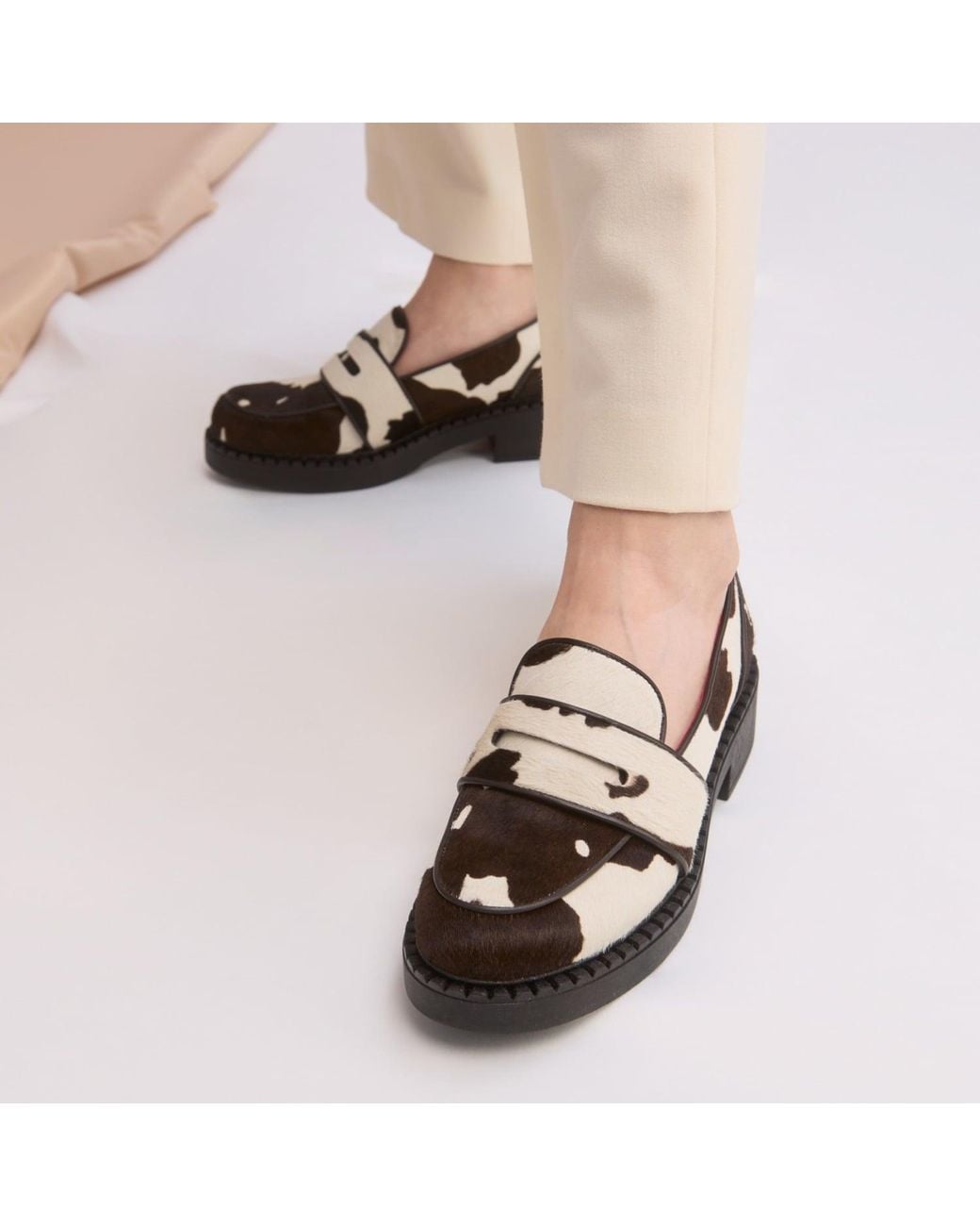 Rosamund Muir London Multicolor Neutrals Stratford Cow Print Calf Hair Loafers