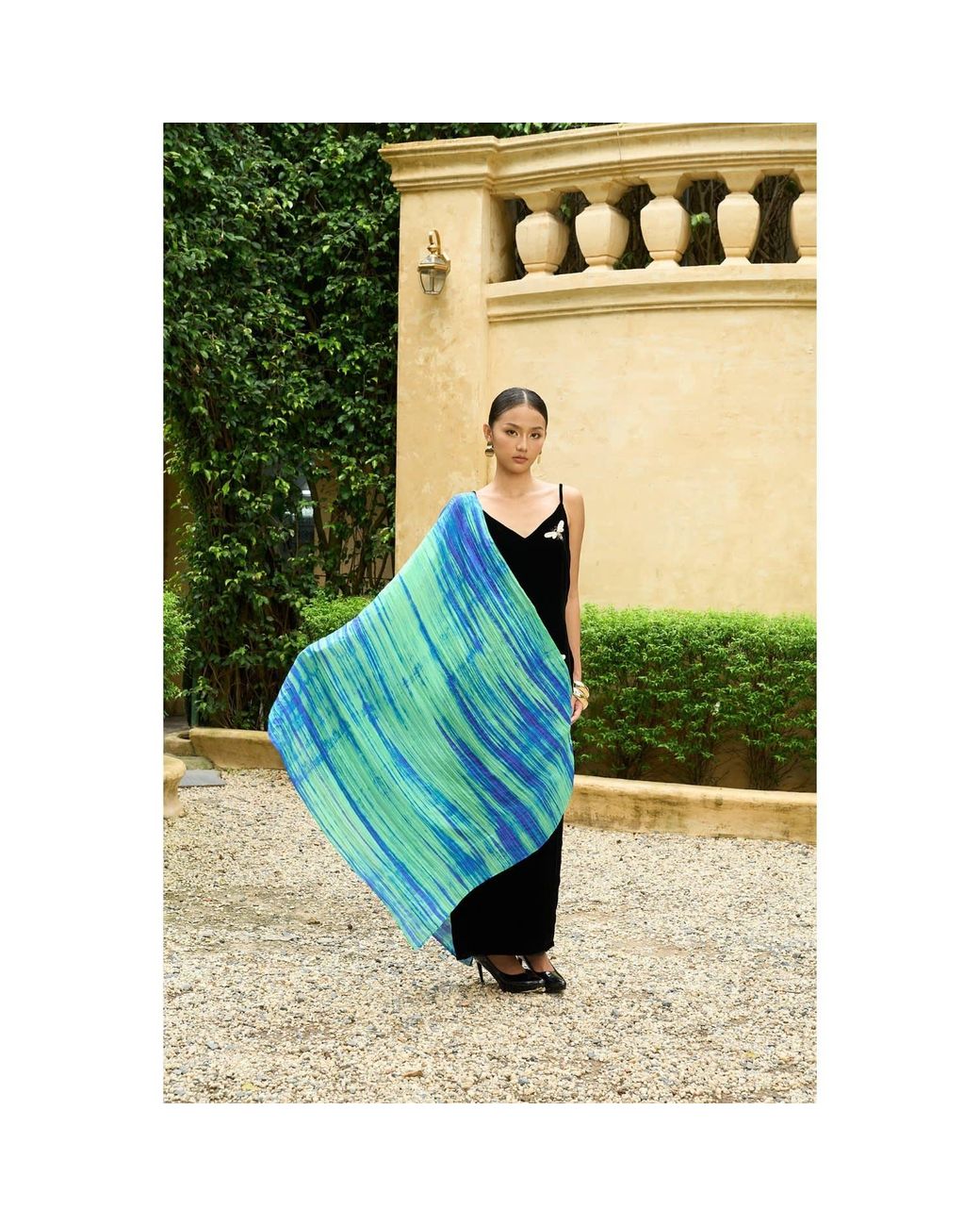 Silk and Bears Blue Forest & Ocean Brushstroke Silk Scarf – Hand-Dyed Mulberry Silk, Day Wrap & Gift