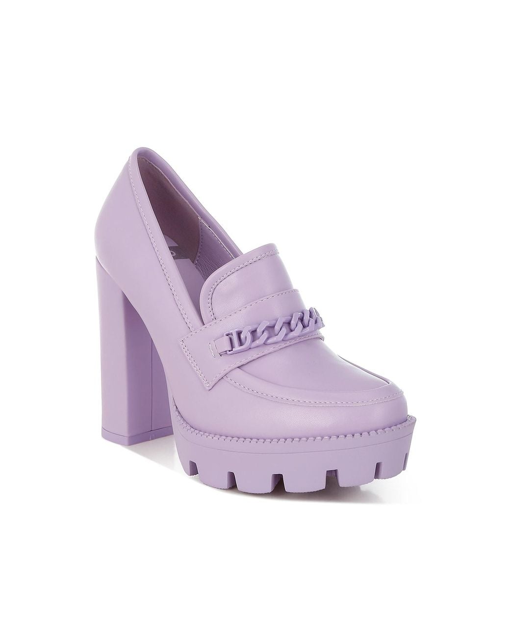 Rag & Co Purple Corinne Lilac Chain Embellished Chunky Loafers