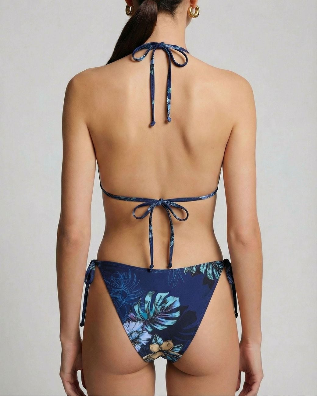 Lords of Harlech Blue Flavia Exotic Floral Bikini Top