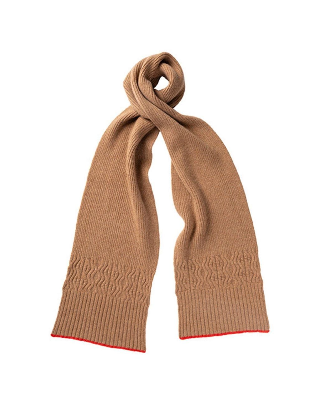 Kinalba Brown Neutrals Ladies Vicuna Mid-Weight Ribbed Cashmere Scarf