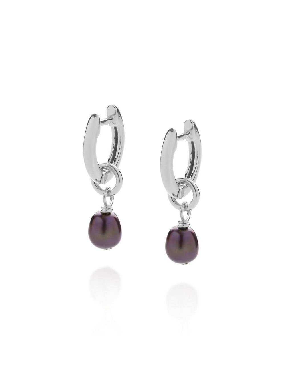 Nellou Jewellery White Micro Peacock Pearl Hoop Earrings