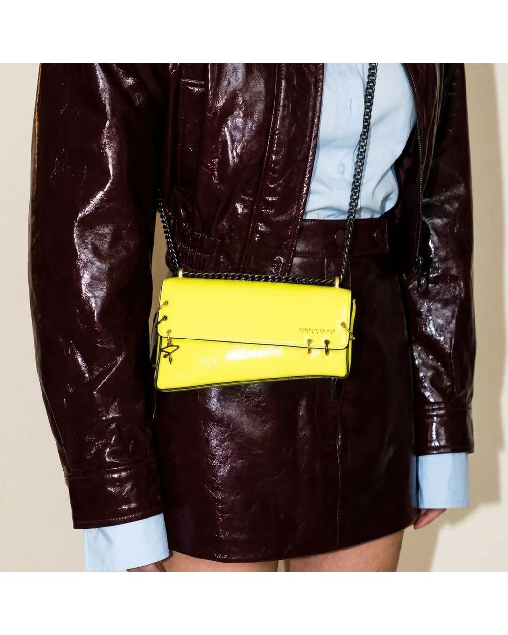 Pimpinicchio New York Yellow Asymmetrical Chain Bag