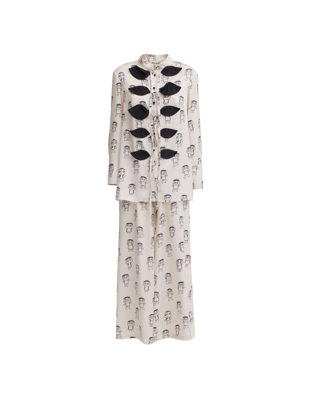 Julia Allert Gray Neutrals Art Print Longline Blouse & Wide-Leg Co-Ord Set – Ivory