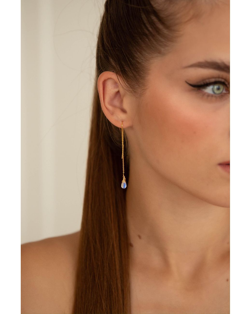 Katy Faye Metallic Neutrals Skye Moonstone Earrings