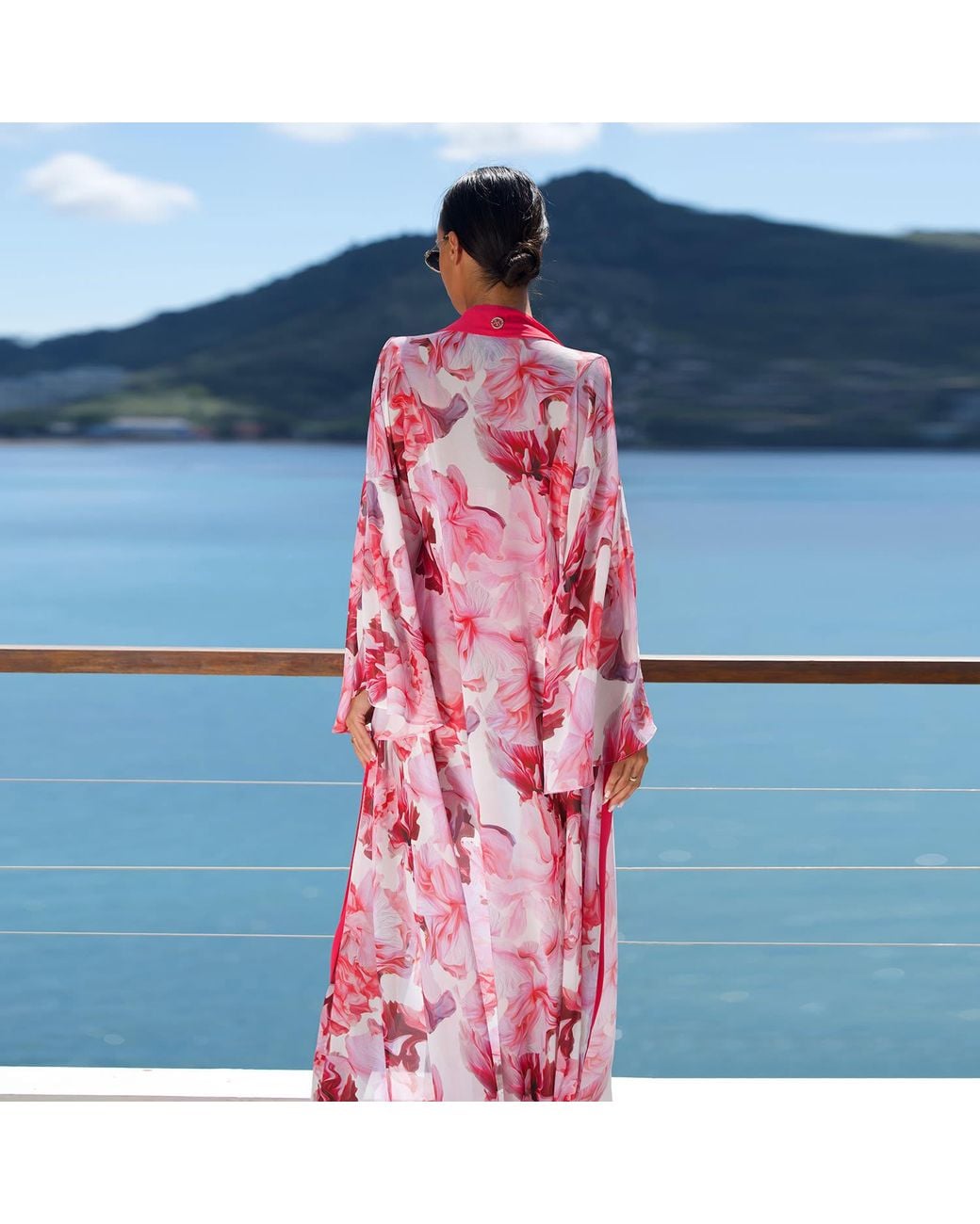 Ak Royalty Resortwear Red Carol Kimono Cypress