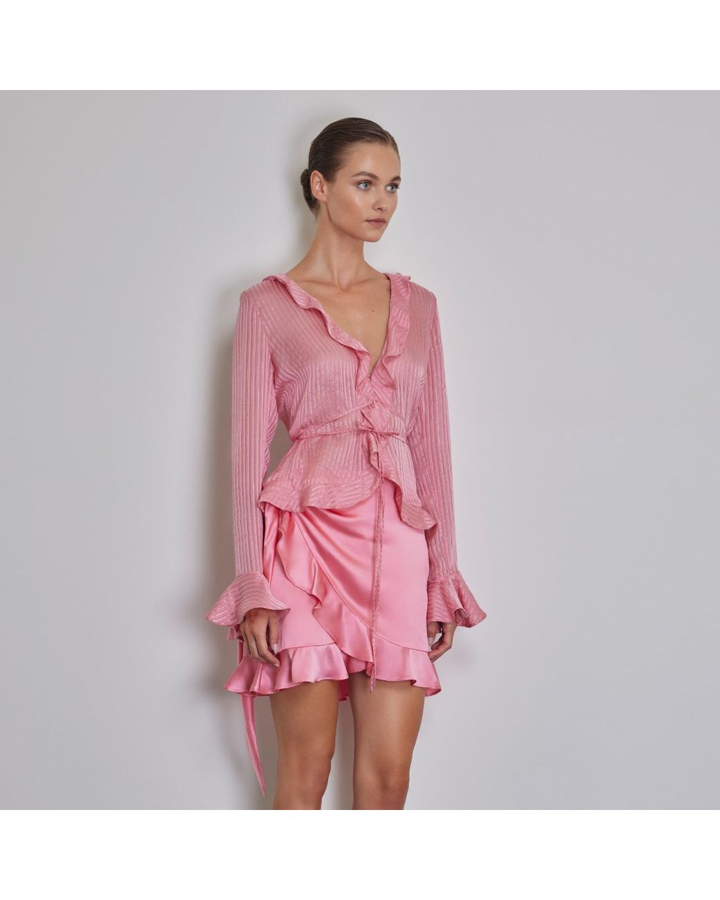 Anse Victorin Pink Lisa Silk Skirt
