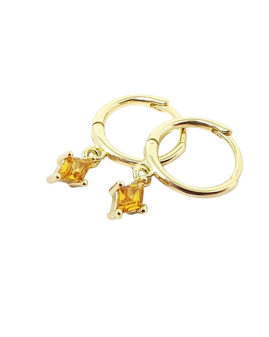 Sophelia Metallic Citrine November Birthstone Delicate Dangle Hoops