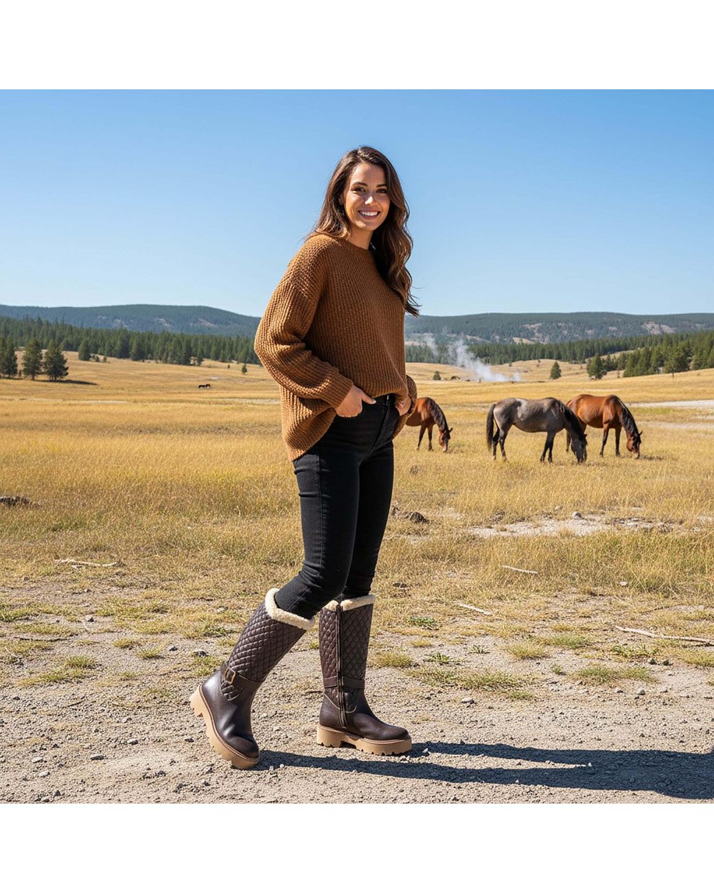 Beautiisoles by Robyn Shreiber Made in Italy Brown Tulsa Leather Lug Sole Winter Boot