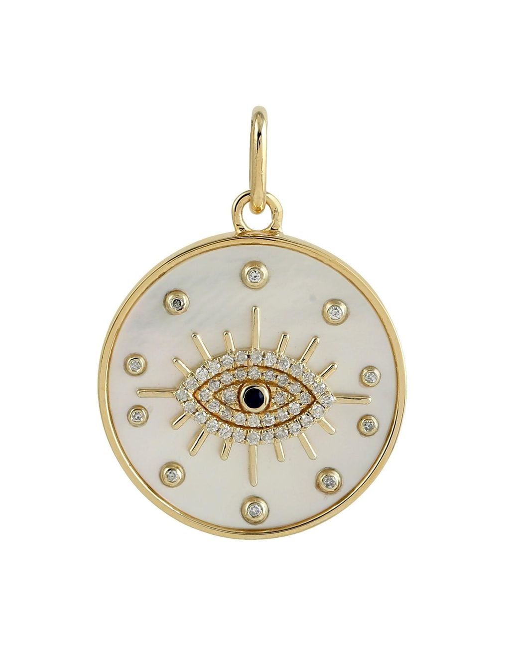 Artisan Metallic 14K Mop Evil Eye Diamond & Sapphire Medallion Pendant