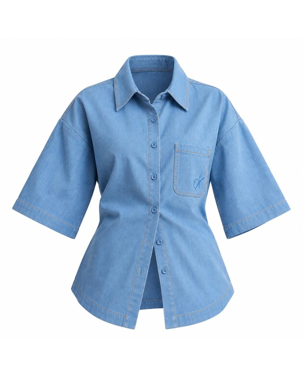 Ofuure Blue Light Denim Sara Button Up Shirt