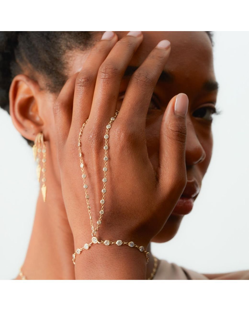 La Soula Jewelry Metallic Neutrals Soraya Hand Chain