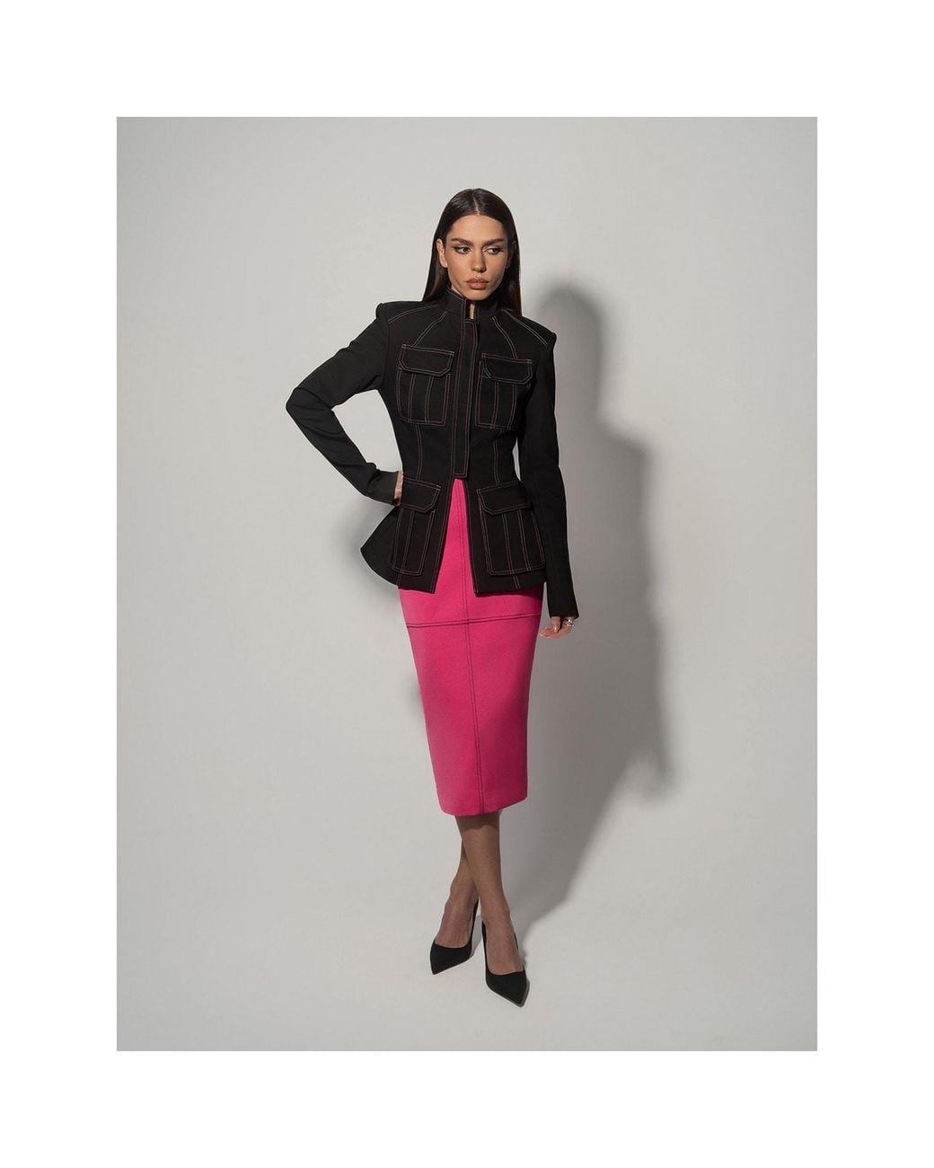 Tia Dorraine Red Details Matter Blazer & Skirt Set
