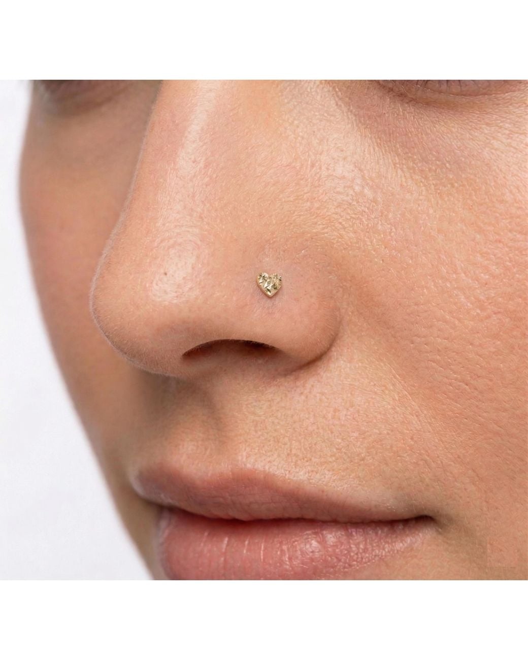 Zahav Jewelry Metallic 14K Solid 24G Heart-Shaped Nose Stud