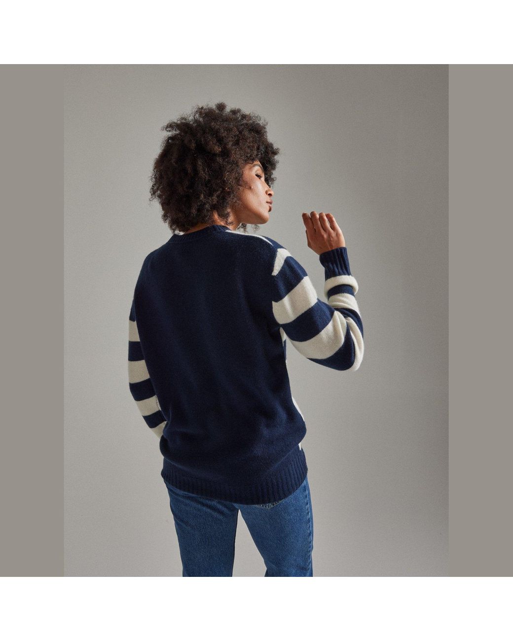 Salts Cashmere Blue Lofty Knit Crew Neck Sweater