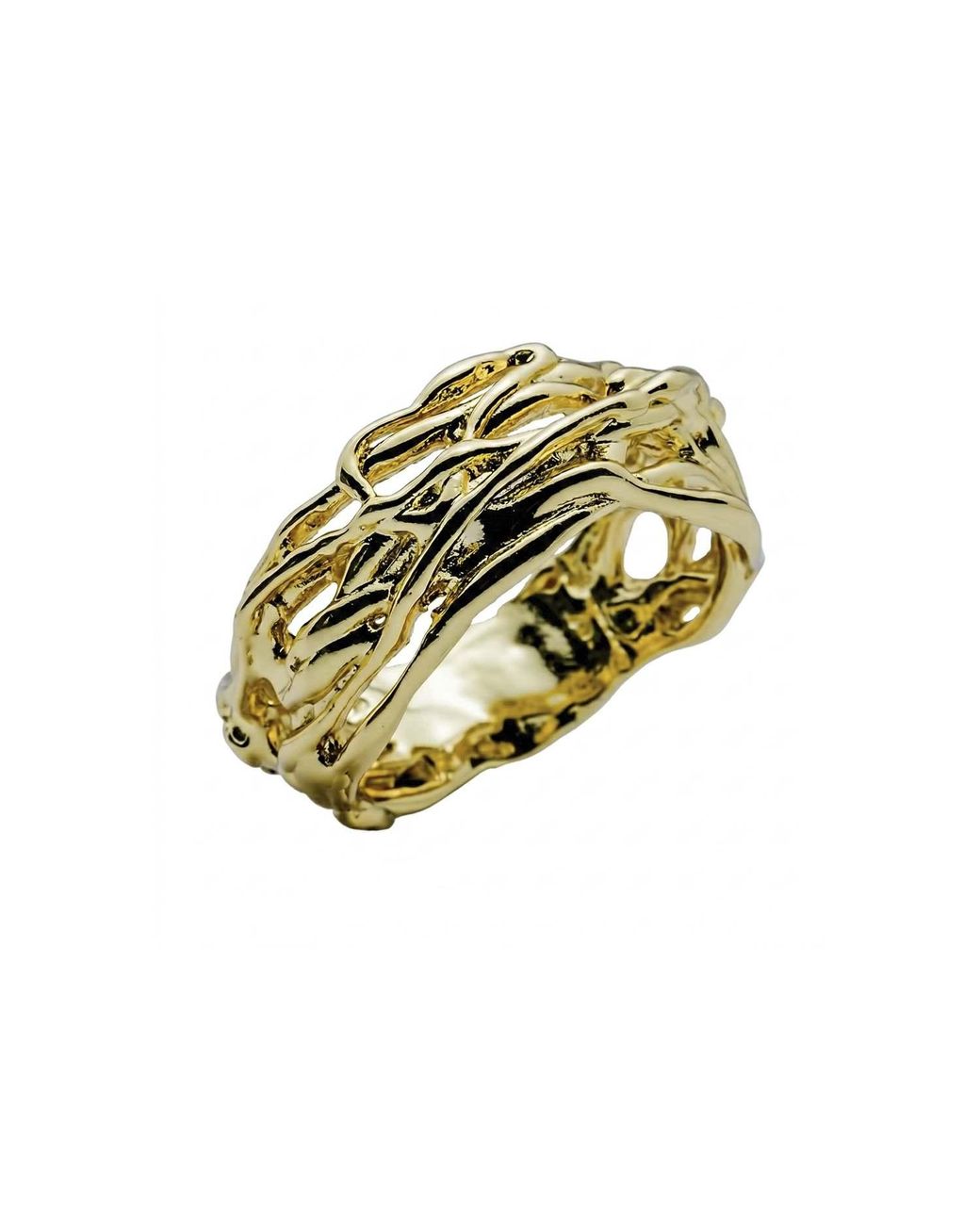 Mercela Metallic Woven Statement Ring – Chunky Textured Nature Inspired Ring Gift For Her
