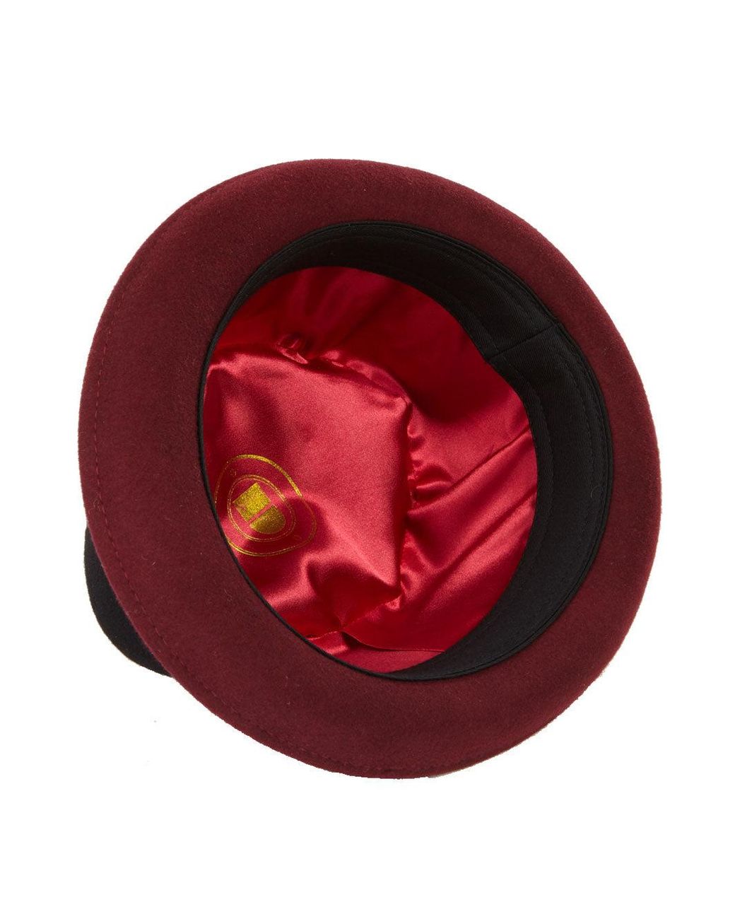 Dasmarca Hats Black Edward Burgundy Two Tone Felt Winter Porkpie Hat for men