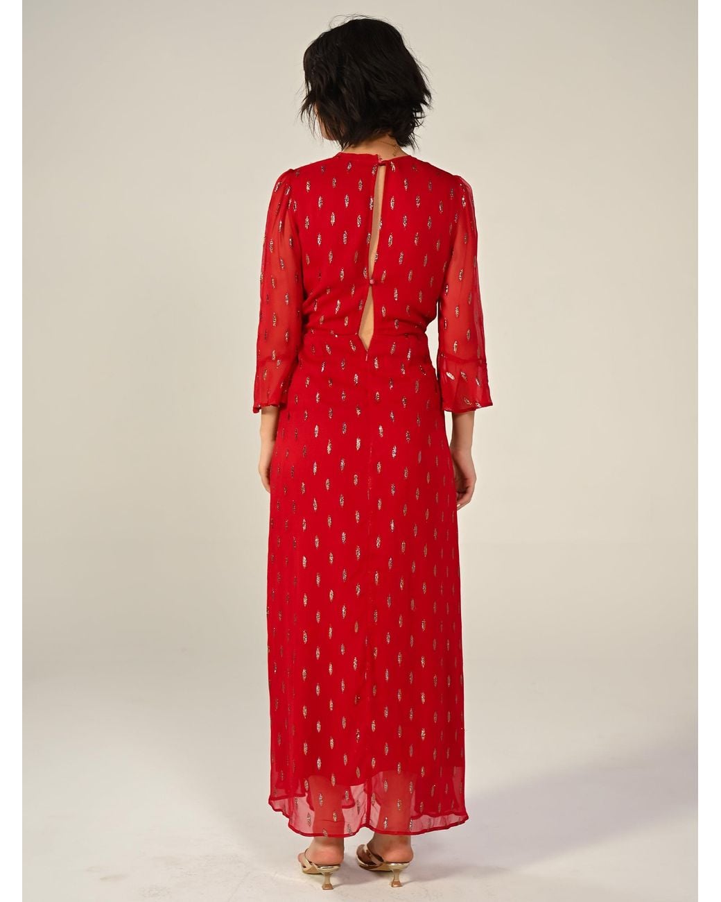Rose & Nancy Red Tory Sparkle Maxi Dress