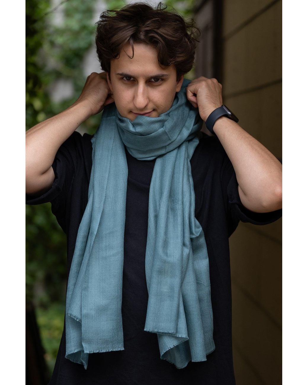 Stovaria Blue Frost Cashmere Scarf for men
