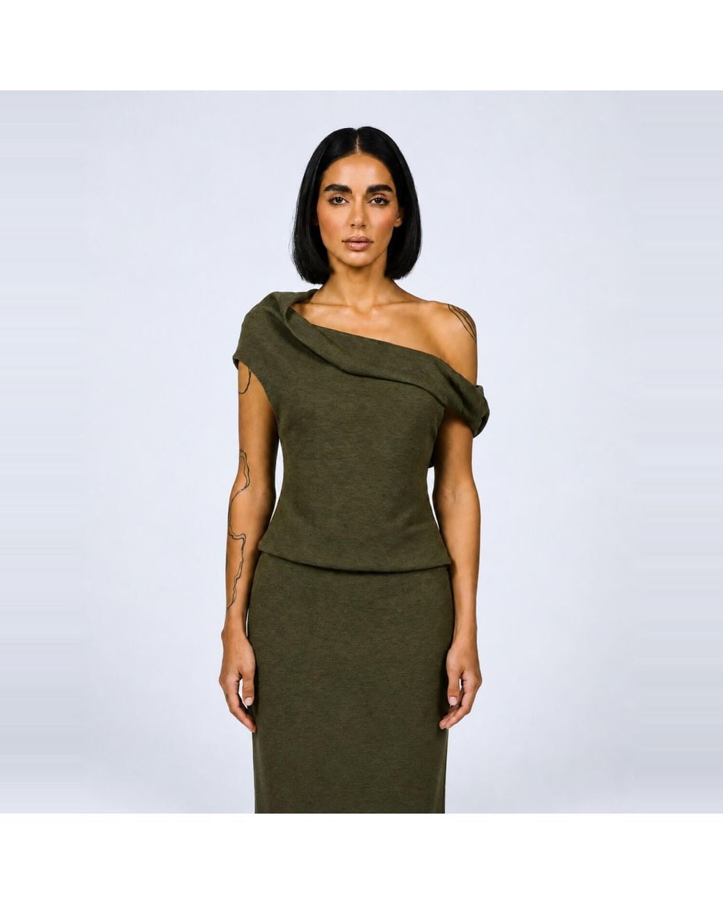 Elamins Green Shoulder Twist Top