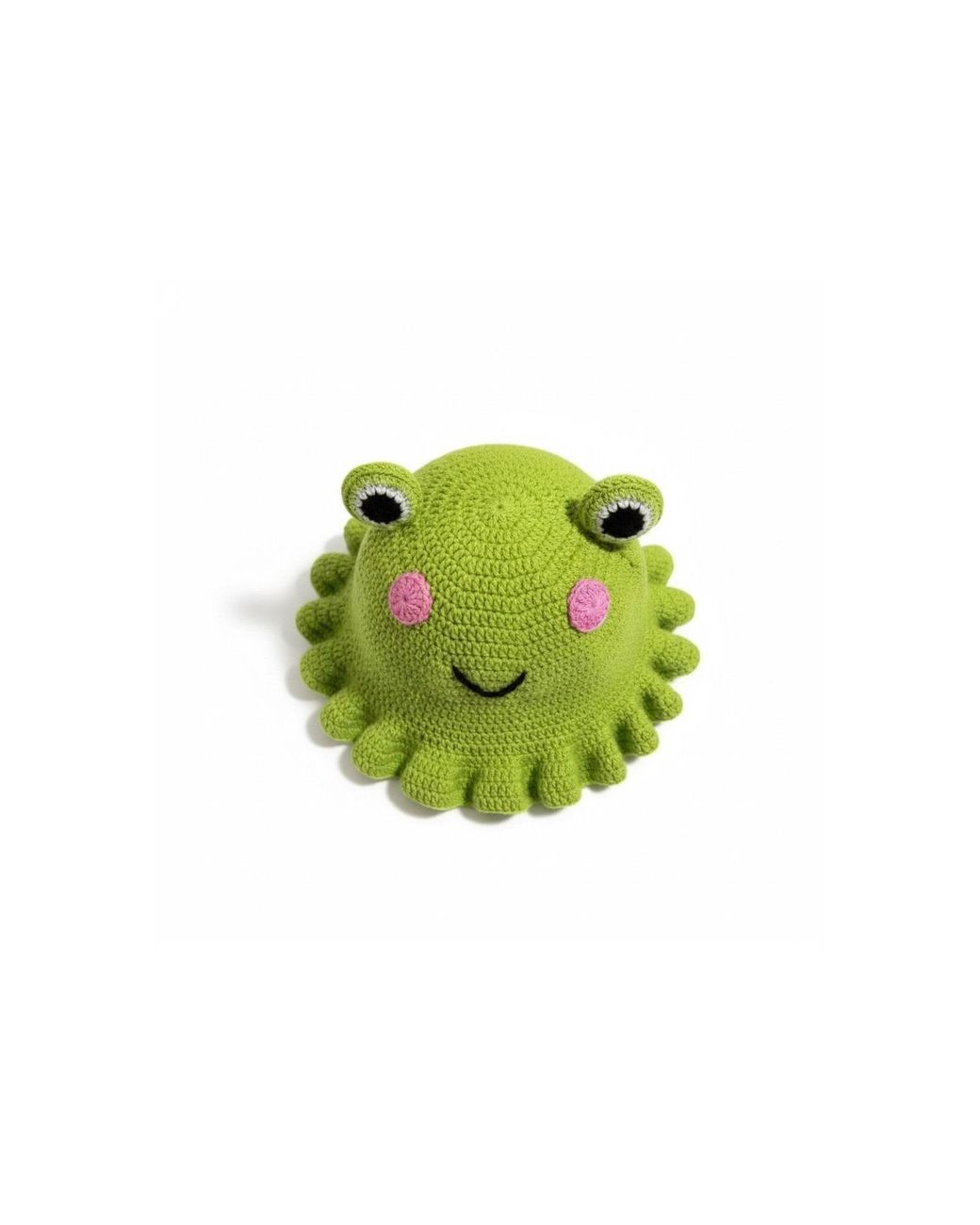 Ana Chic Green Frog Face Handmade Crochet Bucket Hat