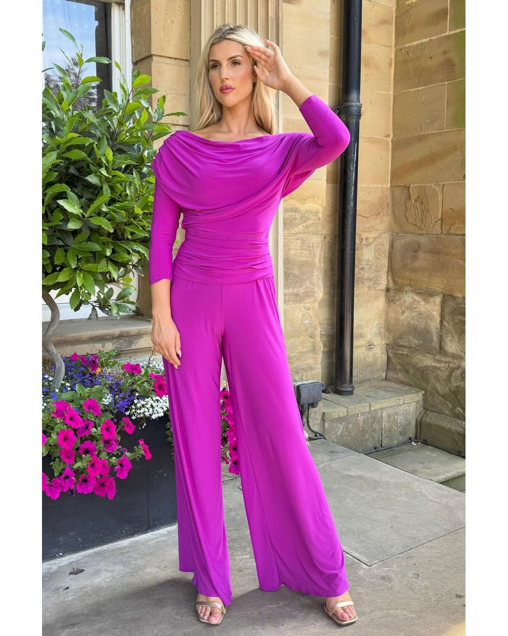 Atom Label Purple Carbon Jumpsuit With Sleeve