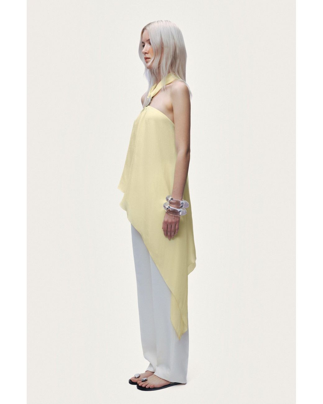 Nocturne Yellow Sleeveless Halter Blouse
